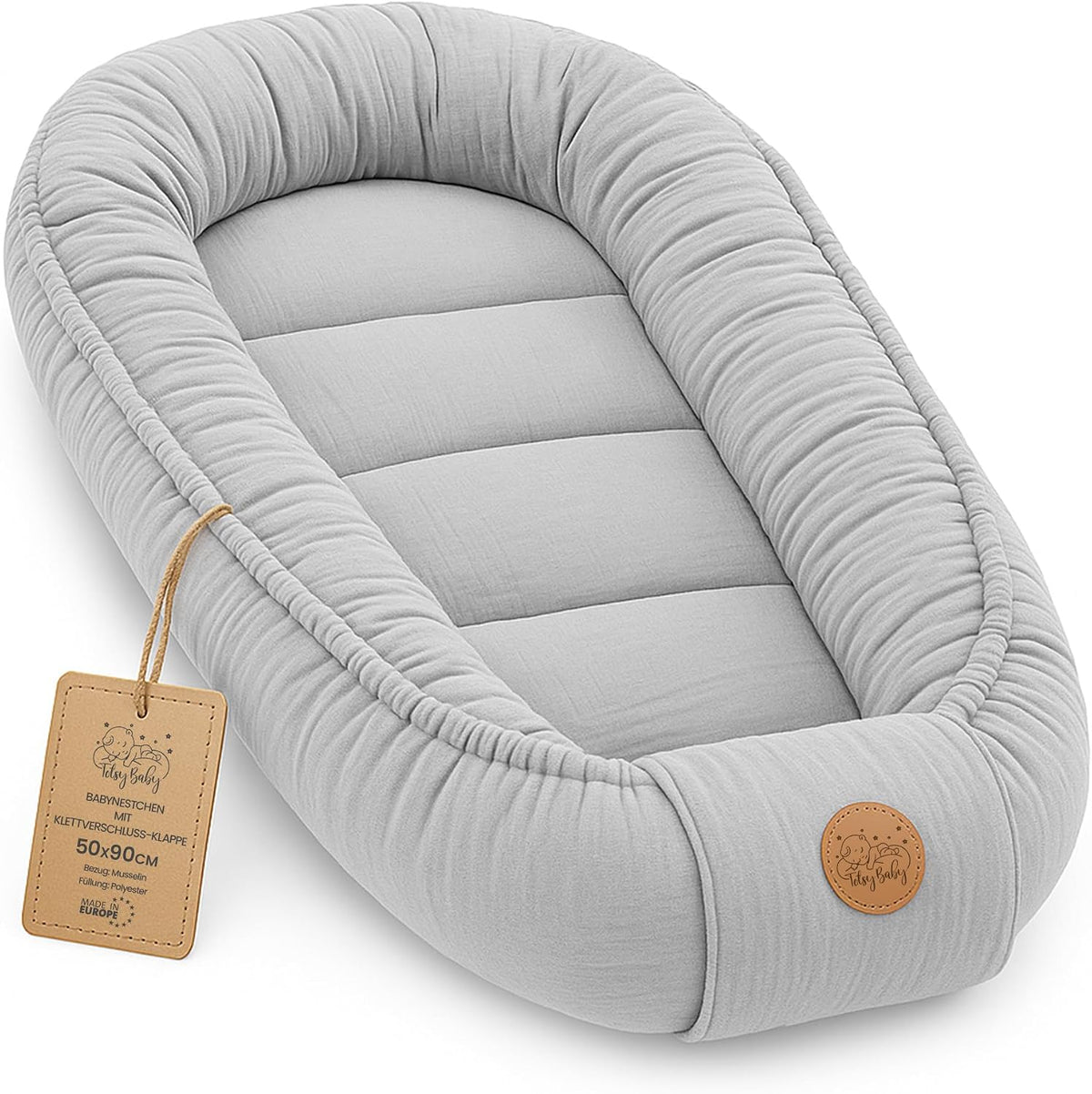 Nido de Bebé de Muselina 90×50 cm – Suave, Transpirable y Ajustable