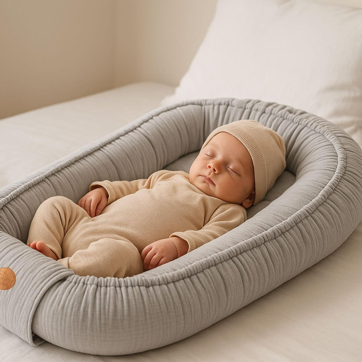 Nido de Bebé de Muselina 90×50 cm – Suave, Transpirable y Ajustable
