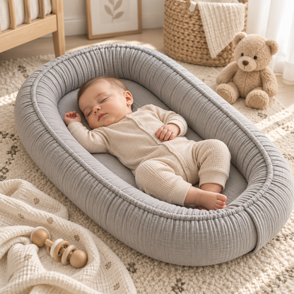 Nido de Bebé de Muselina 90×50 cm – Suave, Transpirable y Ajustable